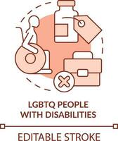 LGBTQ people with disabilities terracotta concept icon. Different barriers facing abstract idea thin line illustration. Isolated outline drawing. Editable stroke vector