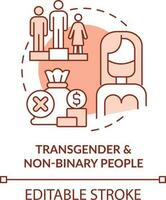 Transgender and nonbinary people terracotta concept icon. Different barriers facing abstract idea thin line illustration. Isolated outline drawing. Editable stroke vector