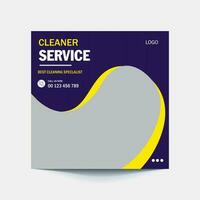 Cleaning service social media post template Design. Post Template for cleaning Service Square Flyer Template for social media, cleaning service banner design vector