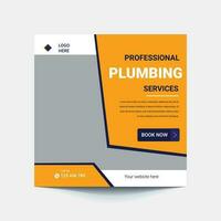 Plumbing service social media post template, plumber expert banner concept, repair pipes from sinks advertisement, toilets and bathrooms, abstract campaign editable, isolated. vector