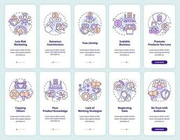 afiliado vendedor contras y pros inducción móvil aplicación pantallas colocar. recorrido 5 5 pasos editable gráfico instrucciones con lineal conceptos. ui, ux, gui modelo vector