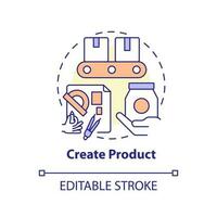 Create product concept icon. Manufacturing goods. Become affiliate merchant abstract idea thin line illustration. Isolated outline drawing. Editable stroke vector