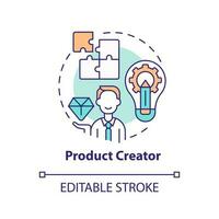 Product creator concept icon. Goods manufacturer. Party in affiliate marketing abstract idea thin line illustration. Isolated outline drawing. Editable stroke vector