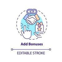 Add bonuses concept icon. Incentives for customers. Begin affiliate program abstract idea thin line illustration. Isolated outline drawing. Editable stroke vector