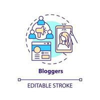 Blogger concept icon. Content on social media. Affiliate marketers type abstract idea thin line illustration. Isolated outline drawing. Editable stroke vector