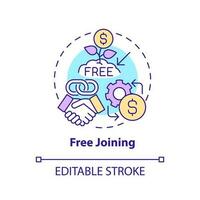 Free joining concept icon. Involving partners. Affiliate marketer benefit abstract idea thin line illustration. Isolated outline drawing. Editable stroke vector