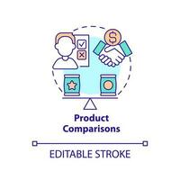 Product comparisons concept icon. Consultation online. Content for affiliate website abstract idea thin line illustration. Isolated outline drawing. Editable stroke vector