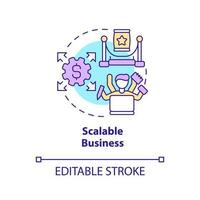 Scalable business concept icon. Easy to provide. Affiliate marketer benefit abstract idea thin line illustration. Isolated outline drawing. Editable stroke vector