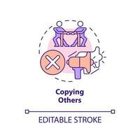 Copying others concept icon. Not original content. Affiliate marketer mistake abstract idea thin line illustration. Isolated outline drawing. Editable stroke vector