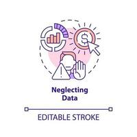 Neglecting data concept icon. Not monitoring information. Affiliate marketer mistake abstract idea thin line illustration. Isolated outline drawing. Editable stroke vector
