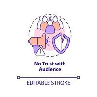 No trust with audience concept icon. Bad relations. Affiliate marketer mistake abstract idea thin line illustration. Isolated outline drawing. Editable stroke vector