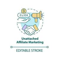 Unattached affiliate marketing concept icon. Pay per click. Sales program abstract idea thin line illustration. Isolated outline drawing. Editable stroke vector