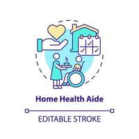 Home health aide concept icon. Professional medical healthcare service abstract idea thin line illustration. Isolated outline drawing. Editable stroke vector