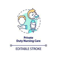 Private duty nursing care concept icon. Skilled specialist. Home health care type abstract idea thin line illustration. Isolated outline drawing. Editable stroke vector