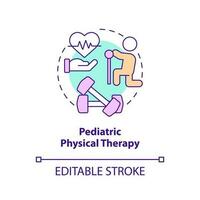 Pediatric physical therapy concept icon. Home health care for kid abstract idea thin line illustration. Isolated outline drawing. Editable stroke vector