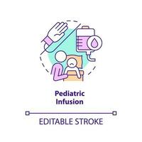 Pediatric infusion concept icon. Intravenous injection. Home health care for kid abstract idea thin line illustration. Isolated outline drawing. Editable stroke vector