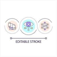 controlar de dispositivos conectado a red lazo concepto icono. seguridad en Internet red resumen idea Delgado línea ilustración. aislado contorno dibujo. editable carrera vector
