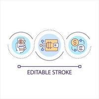 E wallet loop concept icon. Cryptocurrency exchange operations. Virtual stock market abstract idea thin line illustration. Isolated outline drawing. Editable stroke vector