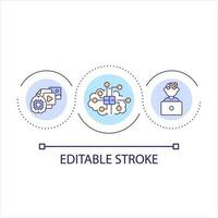 Brain computer interface loop concept icon. Control technology by your mind. Metaverse opportunities abstract idea thin line illustration. Isolated outline drawing. Editable stroke vector