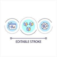 Blockchain network technology loop concept icon. Virtual financial system. VR space development abstract idea thin line illustration. Isolated outline drawing. Editable stroke vector