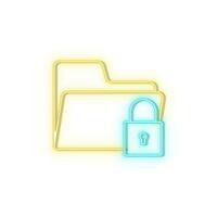 Access folder lock icon brick wall and white background. vector