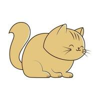 Vector cute brown cat with whiskers icon. Vector quiet sitting cat icon. Cartoon cat.