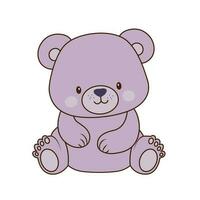 Vector Cute shy bear sitting on the floor icon. Vector low toy for children icon. Bear.