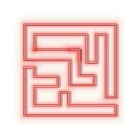 Neon icons. Labyrinth way road. Red   neon vector icon on darken background