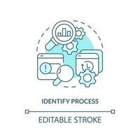 Identify process turquoise concept icon. SMED usage. Performance improvement abstract idea thin line illustration. Isolated outline drawing. Editable stroke vector