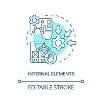 Internal elements turquoise concept icon. Setup time reduction. SMED method abstract idea thin line illustration. Isolated outline drawing. Editable stroke vector