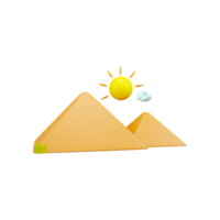 3d le rendu de montagnes avec soleil, nuage. png