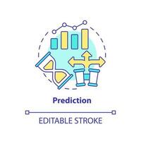 Prediction concept icon. Model potential situations. Causal research benefit abstract idea thin line illustration. Isolated outline drawing. Editable stroke vector