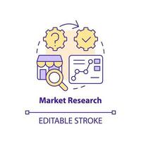 Market research concept icon. Predict tendencies. Causal studying example abstract idea thin line illustration. Isolated outline drawing. Editable stroke vector