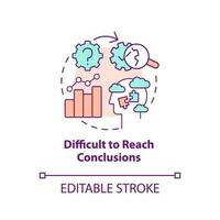 Difficult to reach conclusions concept icon. Causal research disadvantage abstract idea thin line illustration. Isolated outline drawing. Editable stroke vector