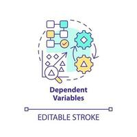 Dependent variables concept icon. Causal research changeable and principles abstract idea thin line illustration. Isolated outline drawing. Editable stroke vector