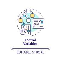Control variables concept icon. Causal research changeable and principles abstract idea thin line illustration. Isolated outline drawing. Editable stroke vector