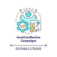 Avoid ineffective campaigns concept icon. Choose strategy. Causal research benefit abstract idea thin line illustration. Isolated outline drawing. Editable stroke vector