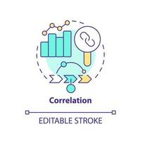 Correlation concept icon. Study links. Causal research variables and principles abstract idea thin line illustration. Isolated outline drawing. Editable stroke vector