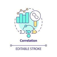 correlación concepto icono. estudiar Enlaces. causal investigación variables y principios resumen idea Delgado línea ilustración. aislado contorno dibujo. editable carrera vector