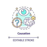 Causation concept icon. Effect reasons. Causal research variables and principles abstract idea thin line illustration. Isolated outline drawing. Editable stroke vector