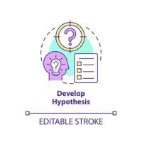 Develop hypothesis concept icon. Find goal. How to conduct causal research abstract idea thin line illustration. Isolated outline drawing. Editable stroke vector