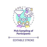 Pick sampling of participants concept icon. How to conduct causal research abstract idea thin line illustration. Isolated outline drawing. Editable stroke vector