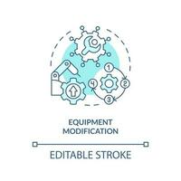 Equipment modification turquoise concept icon. Production process optimization abstract idea thin line illustration. Isolated outline drawing. Editable stroke vector