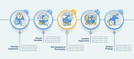 How to conduct causal research circle infographic template. Data visualization with 5 steps. Editable timeline info chart. Workflow layout with line icons vector