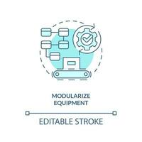 Modularize equipment turquoise concept icon. Interchangeable components abstract idea thin line illustration. Isolated outline drawing. Editable stroke vector