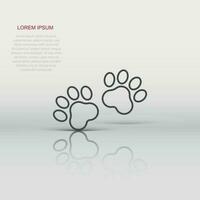 Vector paw print icon in flat style. Dog or cat pawprint sign illustration pictogram. Animal business concept.