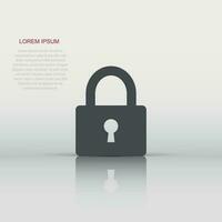 Padlock icon in flat style. Lock, unlock security illustration on white isolated background. Padlock business concept. vector