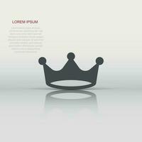 Crown diadem vector icon in flat style. Royalty crown illustration on white isolated background. King, princess royalty concept.