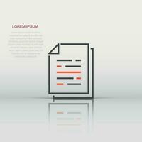 Document paper icon in flat style. Terms sheet illustration on white isolated background. Document analytics business concept. vector