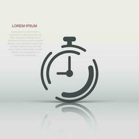 Clock timer icon in flat style. Time alarm illustration on white isolated background. Stopwatch clock business concept. vector